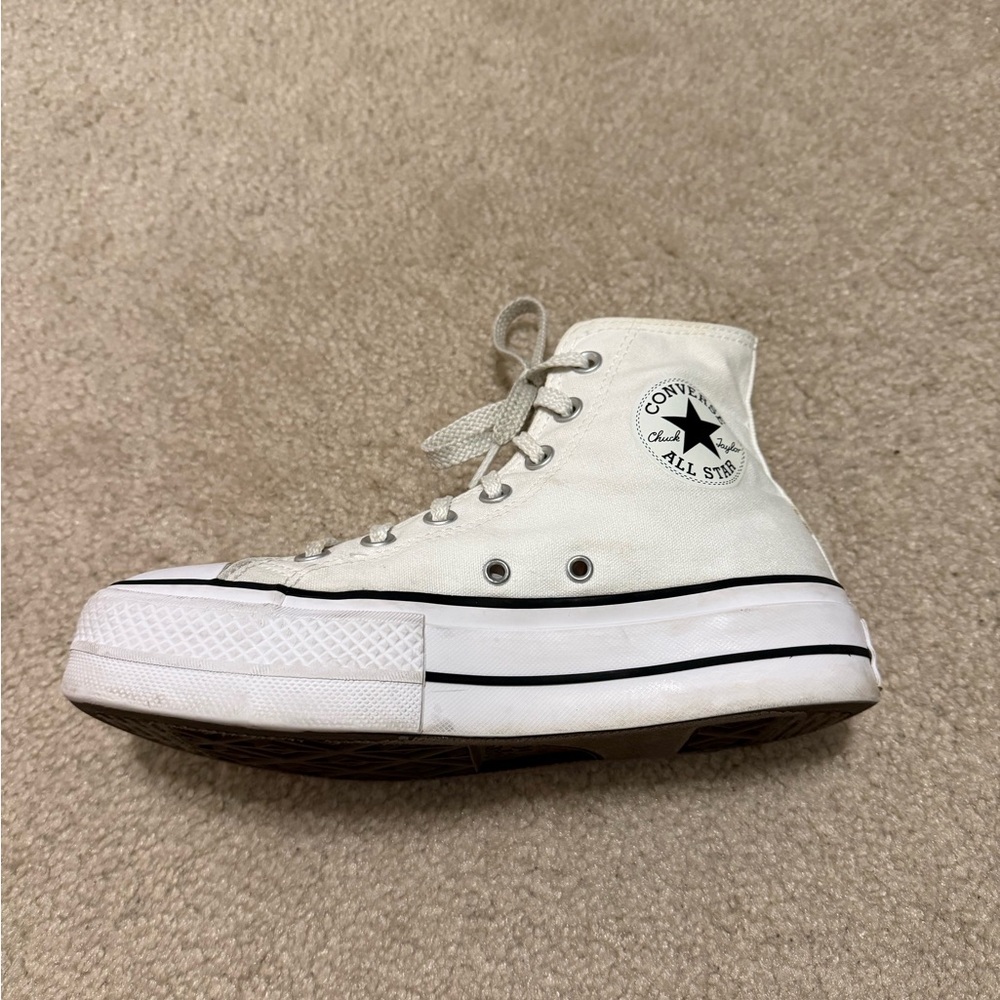 White Converse Platform High Tops Women’s Size 6.5